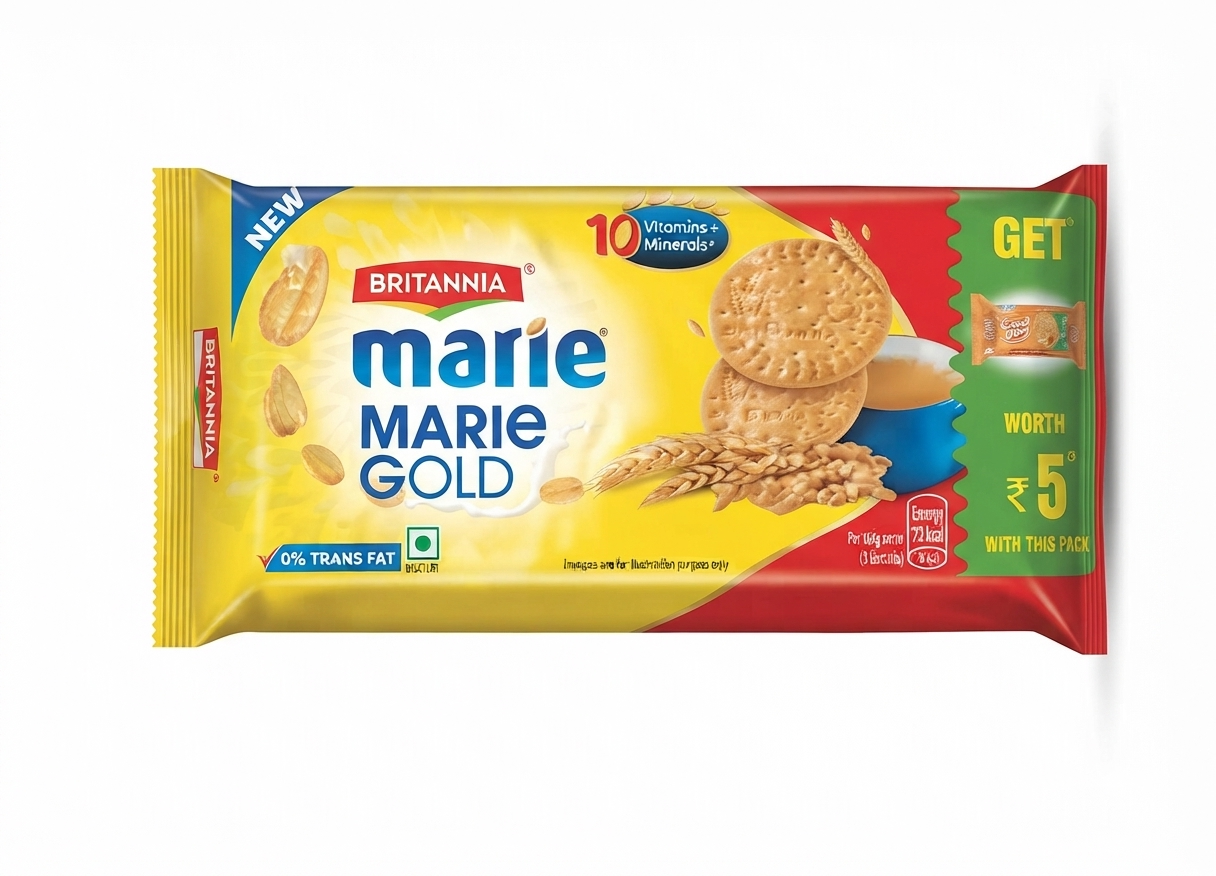 BRITANNIA MARIE GOLD BISCUIT 400G +5RS BISCUIT FREE