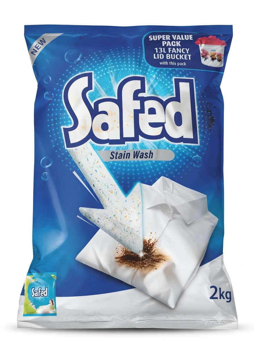 SAFED STAIN WASH DETERGENT 2KG+13L FANCY LID BUCKET FREE