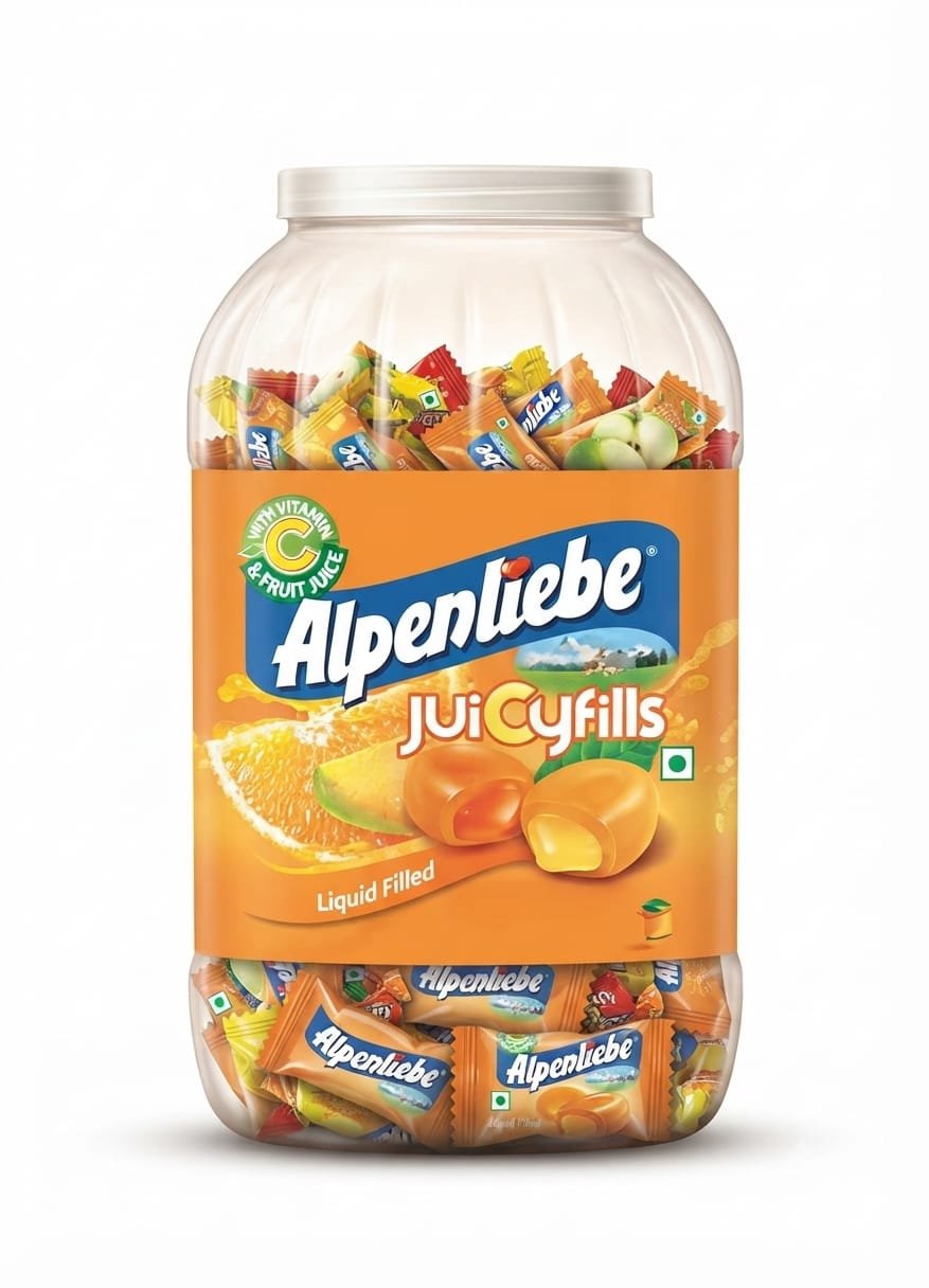Alpenliebe Orange and Mango Liquid-filled hard candy with fruit juice and Vitamin C