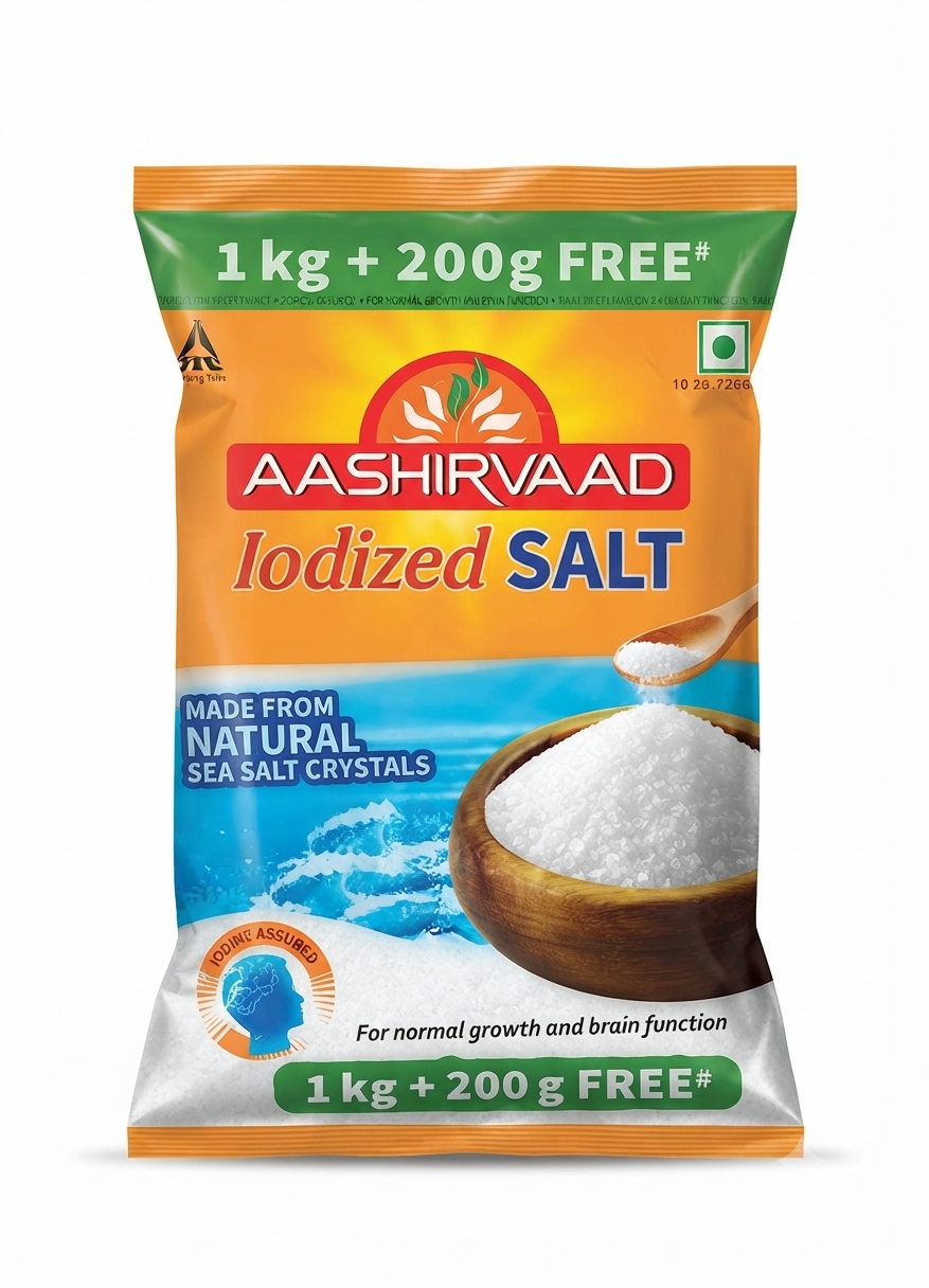 AASHIRVAAD IODIZED SALT 1KG+200G FREE