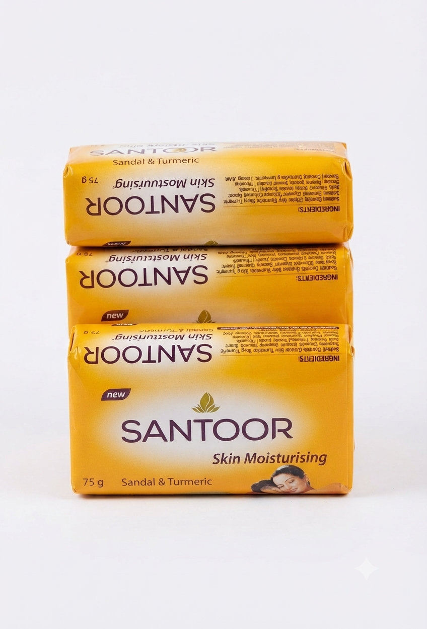 Santoor Skin Moisturizing Sandal & Turmeric Soap (75GM×4)