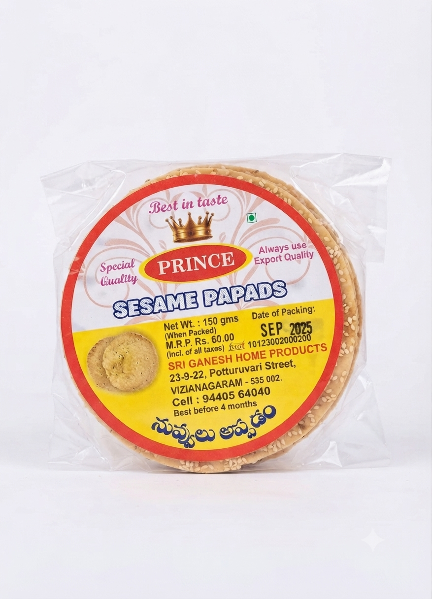 PRINCE SEASME PAPADS 150GM